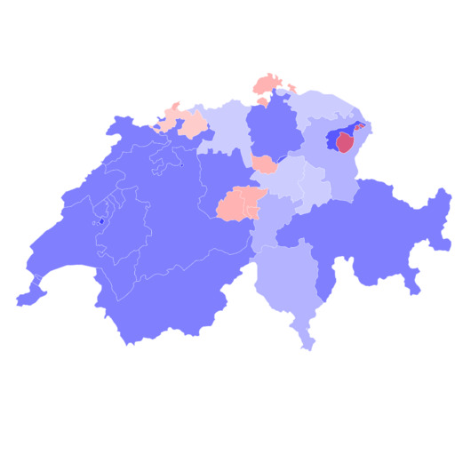 Mapa de las estadísticas de los bises sobre la mejilla en Suiza