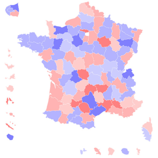 Carte des statistiques des bises en France